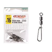 Вертлюги c застежками Owner SINKER HOOK W CRANE SWIVEL