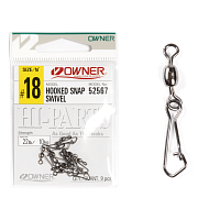 Вертлюги c застежками Owner HOOKED SNAP SWIVEL