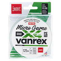 Леска плетёная Lucky John Vanrex MICRO GAME х4 BRAID Fluo Green